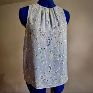 Periwinkle Blue Sleeveless Shell with Gathered Neckline